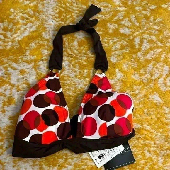 LaBlanca by Rob Beattie halter polkadot bikini top 12 NWT - Picture 1 of 6